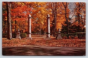 Postcard, Main Street Entrance to Campus, Bowdoin  College,  Brunswick, Maine  - Picture 1 of 2