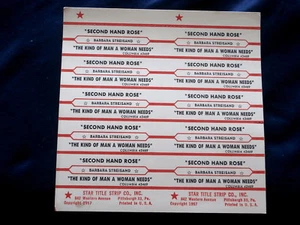 BARBARA STREISAND~ JUKEBOX  TITLE STRIP~ RARE~ MIS PRINT~ SECOND HAND ROSE~ MINT - Picture 1 of 1
