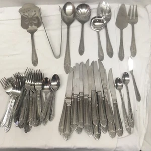 Reed & Barton Marie Antoinette Stainless Flatware 53 Piece Fork Spoons Knives - Picture 1 of 17