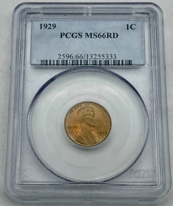 1929 Lincoln Head Cent, PCGS MS-66RD, Strong Color, Luster & Eye Appeal. - Picture 1 of 4