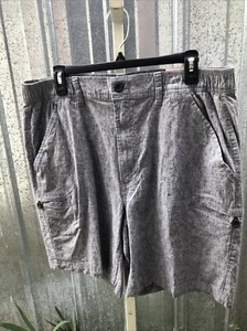 St John’s Bay Linen Cotton Shorts! Size 36 Pockets Long Elastic Waist Sides - Picture 1 of 8