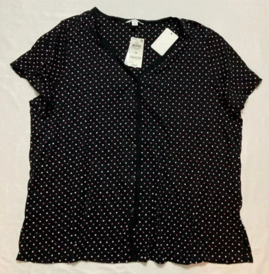 Top de pijama Charter Club The Everyday de algodón talla grande negro 1X Foto 1 de 4