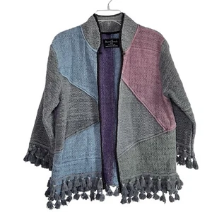 Sacred Threads Womens Patchwork Jacket Size S/M Tassels Textured Boho Festival - Picture 1 of 7