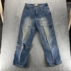 Vintage D-Tek Jeans Mens 36x34 Blue Baggy Denim Faded Roll Tab Legs - Picture 1 of 11