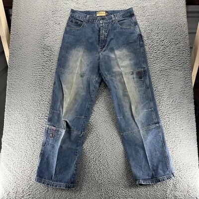 Vintage D-Tek Jeans Mens 36x34 Blue Baggy Denim Faded Roll Tab Legs - Image 1 of 4