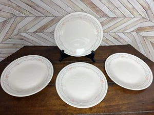Corelle Tulip Rose Bread & Butter 6 3/4” Plates set of 4 Sandstone Peach & Gray - Picture 1 of 7