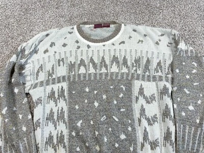 Suéter De Colección Años 80 Bachrach Patrón Abstracto Adulto XL Beige Marfil (con defectos) Foto 1 de 4
