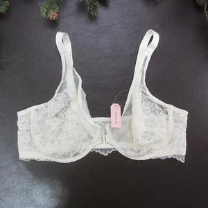 Dobreva Bra Size 42B White Lace Sheer Underwire Adjustable Clasp Front New - Picture 1 of 12