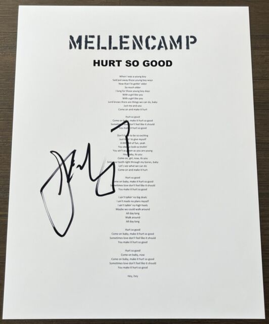 John Mellencamp signed Hurts so Good Lyrics sheet COA exact Proof  autographed STAR