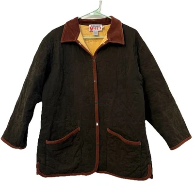 Richard Sport Mujer L Verde Cárdigan Snap Sudadera Chaqueta Hojas Bordadas  Foto 1 de 4