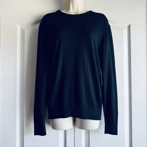 Uniqlo Crew Neck Merino Wool Sweater L Black - Picture 1 of 6