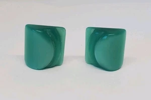 Vintage grüne Moonglow Lucite überbackene quadratische Clip-On Ohrringe - Bild 1 von 6