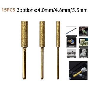 UK 15*Diamond Chainsaw Sharpener Burr Grinder Chain Saw Drill Bits 4/4.8/5.5mm - Picture 1 of 33
