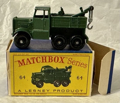 1959 LESNEY MATCHBOX NO. 64A SCAMMELL BREAKDOWN TRUCK GREEN Original Box - Image 1 of 4