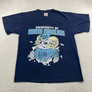 Vintage Nutmeg UNC Tar Heels T Shirt Mens XL Navy Blue Rare Graphic Tarheels USA - Picture 1 of 7