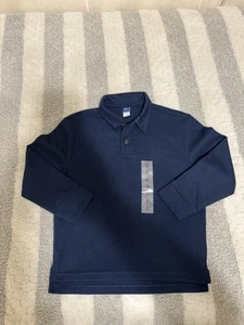Polo de manga larga azul marino liso antiguo nuevo con etiquetas pequeño (6-7) nuevo con etiquetas - Imagen 1 de 6