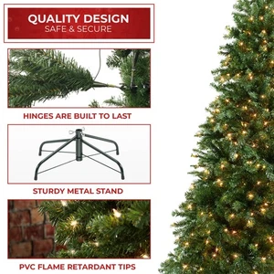 Pre-Lit Realistic Green Spruce Artificial Holiday Christmas Tree and Stand - Picture 1 of 9