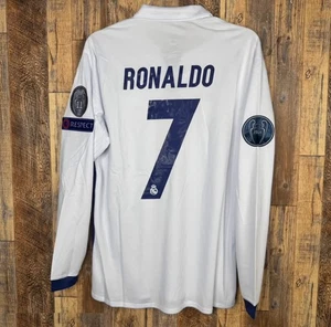 Camiseta de fútbol local Real Madrid 2016-17 manga larga para hombre M RONALDO #7 - Imagen 1 de 9