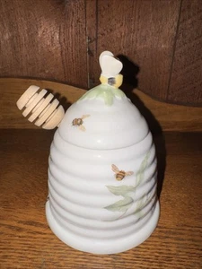 Lenox Schmetterlingswiese Bienenstock Honigtopf mit Deckel ~ neuer Holzlöffel ~ EUC! - Bild 1 von 11
