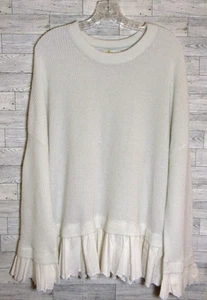 Boden Pullover Gr. 16 elfenbein Strick Rundhals Langarm Alpaka Rüschensaum Pulli - Bild 1 von 9