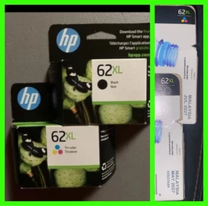 Oem GENUINE HP 62XL black & HP 62XL color INK Combo 2pk Sealed 2027 - Picture 1 of 5