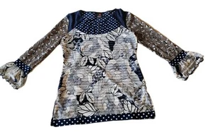 Top estampado ANAC by Kimi talla M Y2K manga larga campana azul transparente caprichoso - Imagen 1 de 7