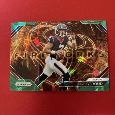 2023 Panini Prizm - Fireworks C.J. Stroud #F-10 Green Ice Prizm (RC) - Image 1 of 2