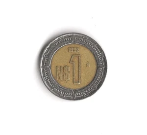 1992 Mexico - 1 New Peso - 647 - BiMetallic - 3.95g - Picture 1 of 2