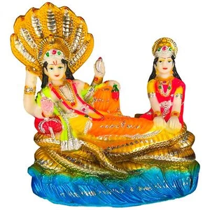 Lord Vishnu Laxmi Idol Handicraft Polymer Statue with Sheshnaag Figurines 21.5CM - Picture 1 of 2