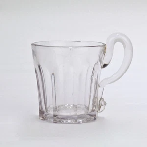 Antique 19c EAPG 8 Panel Flute Lemonade or Whiskey Glass Tumbler - Handled - Picture 1 of 9