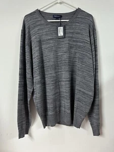 NWT Peter Millar Crown Crafted Sweater Mens XL Merino Wool Grey Crewneck Striped - Picture 1 of 10