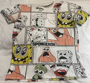 Nickelodeon SpongeBob Krusty Krab All Over Print Medium T-Shirt Graphic Tee - Picture 1 of 6