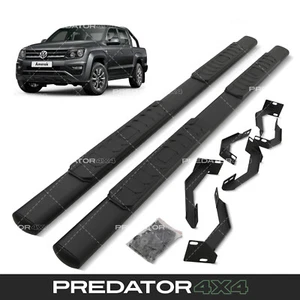 BLACK OVAL SIDE BARS OFF ROAD NURF SIDE STEPS FOOT RAILS FOR VW AMAROK 10-20 - Afbeelding 1 van 8