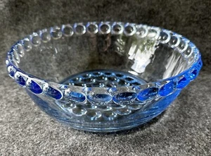 Large Blue Glass Bubble Dot Pattern Bottom & Rim Serving Bowl 10.5" - Picture 1 of 24