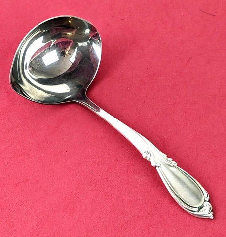 RHAPSODY by International Sterling Silver Large Solid Piece Gravy Ladle 6 1/4" Cover