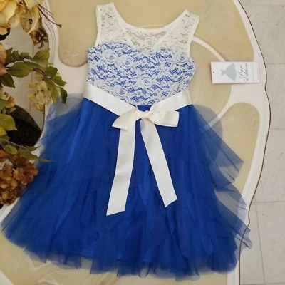 Vestido de niña con volantes reales cascada lazo encaje ediciones raras talla 7 nuevo con etiquetas  Foto 1 de 4