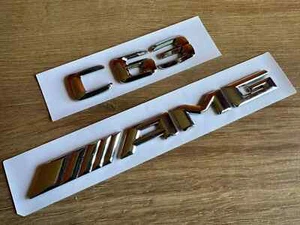 CHROME C63 AMG BADGE FITS MERCEDES BENZ REAR BOOT NEW FONT - Picture 1 of 1