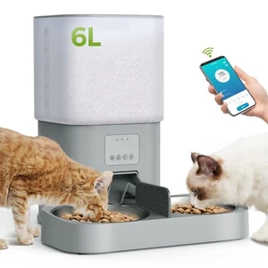 Mehrere Haustiere Katzentoilette Roboter Zwei-Loch Futterautomat Smart APP Steuerung - Bild 1 von 12