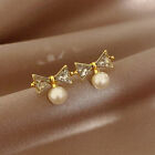  1 Pair of Artificial Pearl Stud Earrings Rhinestone Women Earrings Fashion