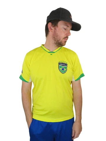 Vintage Brazil Soccer Jersey Size Small Futbol National Team Shirt Yellow Cover