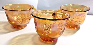 Vintage Indiana Carnival Glass Iridescent Amber Punch Tea Cup Set of 3 - Picture 1 of 3