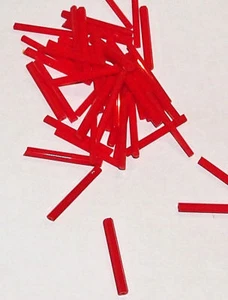 12 Korallen Rot Undurchsichtig Glas Röhren Perlen 22 mm x 2 mm Vintage - Bild 1 von 3