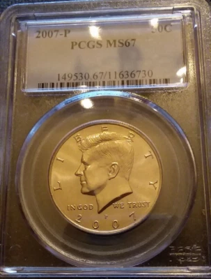 Medio dólar Kennedy Business Strike 2007 graduación profesional MS 67 *** excelente estado como nuevo *** Foto 1 de 2