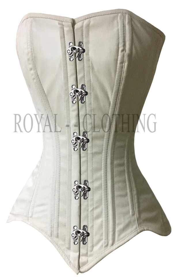 Double Steel Boned Waist Training Long Line Over Bust Cotton Corset 8137-C - Image 1 of 1