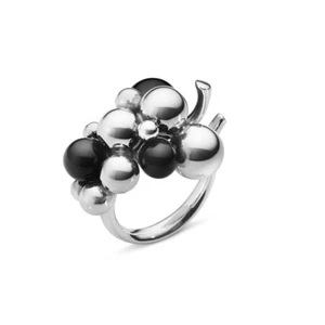 Georg Jensen. Sterling Silver Ring with Black Onyx #551H - Moonlight Grapes - Picture 1 of 1