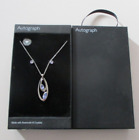 Autograph Ladies Swarovski Crystal Pendant 16" Chain & Earing Set Purple New Box