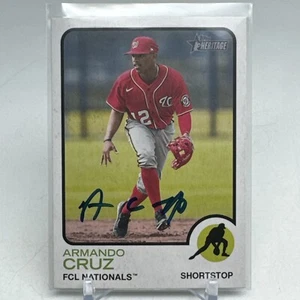 ARMANDO CRUZ SIGNED RC 2022 TOPPS HERITAGE #39 WASHINGTON NATIONALS - Picture 1 of 2
