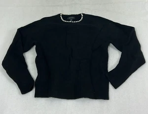 Ann Taylor Pearlized Crew Neck Pullover Sweater Black Knitted Womens Size S - Picture 1 of 9