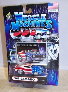 1:64 MUSCLE MACHINES SEPTEMBER 11 2001 9/11 '69 CAMARO STARS & STRIPES 01-97 NIP - Picture 1 of 2