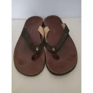 Olukai Leather Woman's Flip Flops Size 9 Classic Summer Sandals - Picture 1 of 4